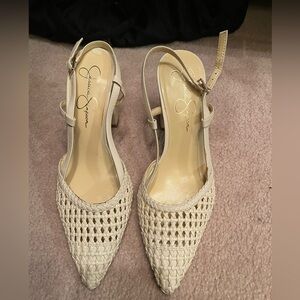 Jessica Simpson Beige Woven Heels